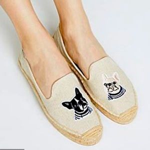 Soludos Cream Espadrilles with Dog Design